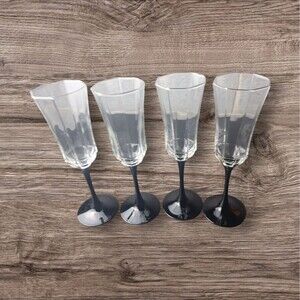 Luminarc Champagne Black Stem Flutes 4-pc Set